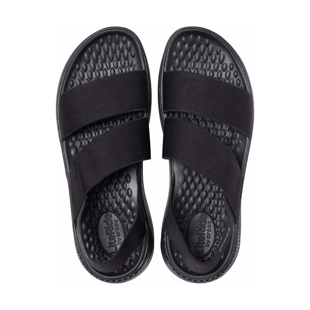 Black Women's Crocs LiteRide™ Stretch Sandals | NZ 0497EBCX